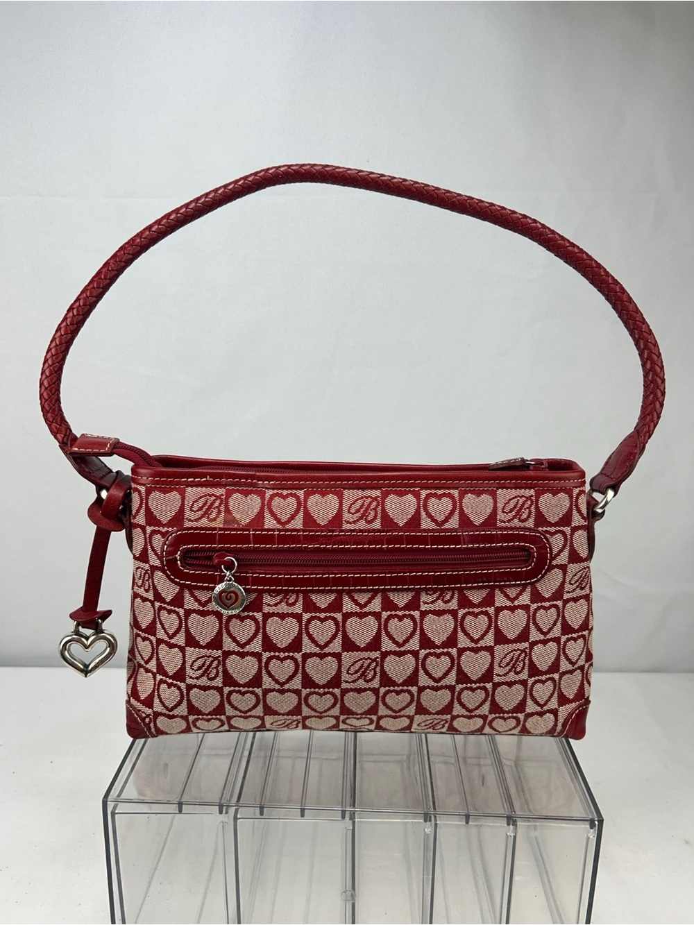 Brighton Red Heart Jacquard Shoulder Bag